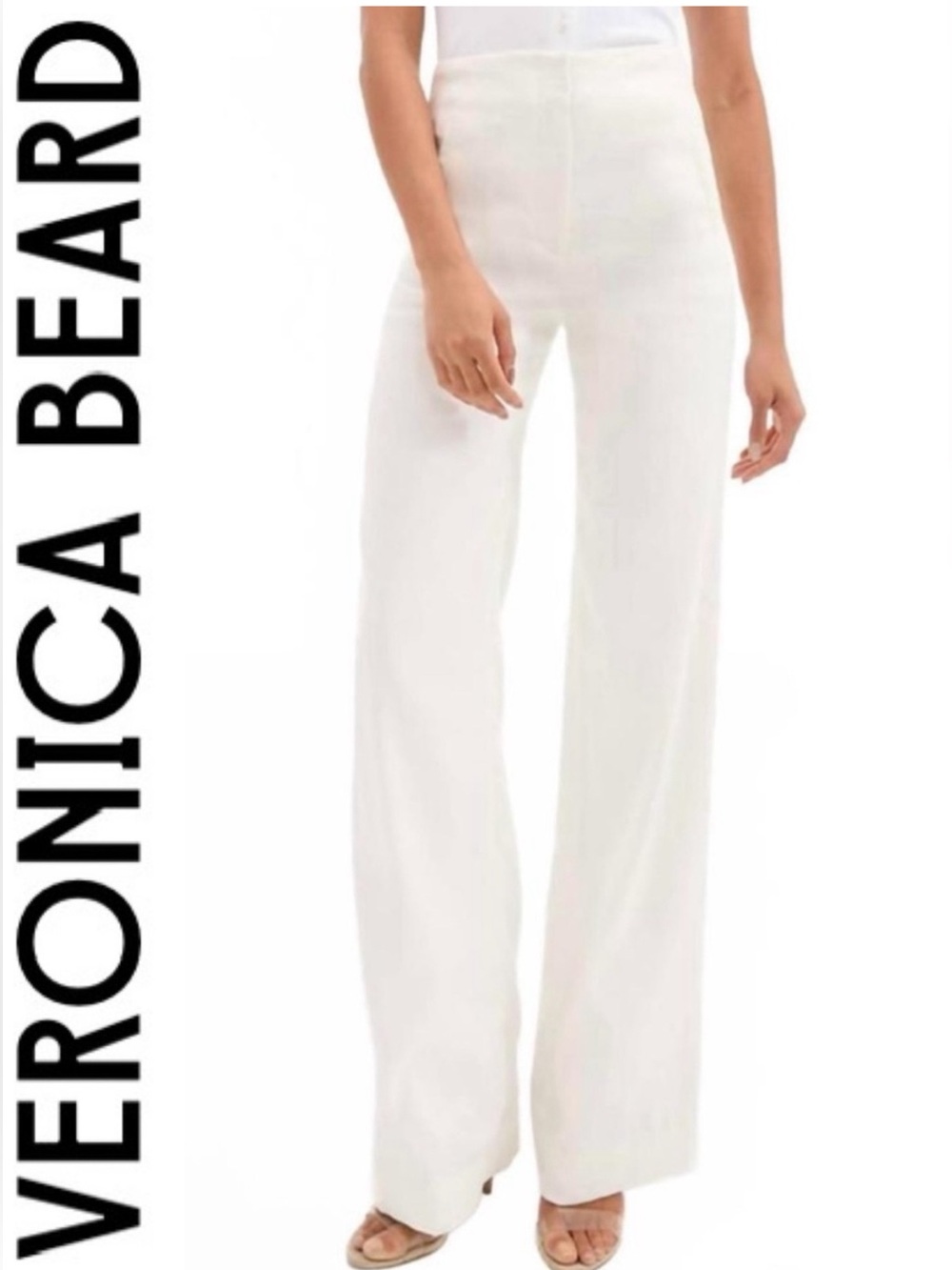VERONICA BEARD Jude Linen Wide-Leg Pants in Off White 6 $448